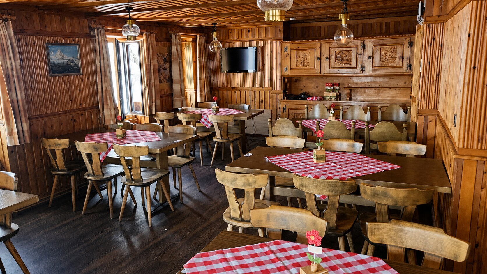Gemütliche Gaststube im Restaurant Grimselpass